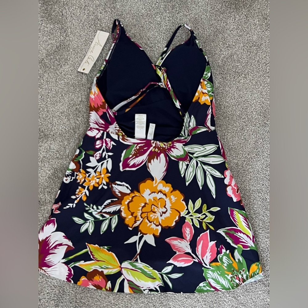 NWT Anne Cole Printed Surplice Front Swimsuit One Piece Dress T23MD610 - 8 - Picture 4 of 9